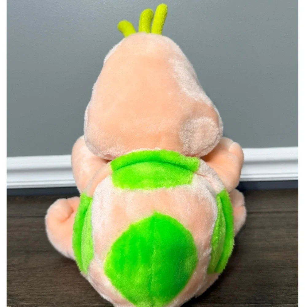 Tony Toy Peach Turtle Plush Green Spotted Shell Bow Tie‎ PT885 12 Inch